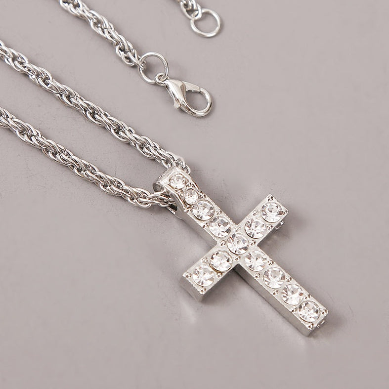 Cross Pendant Necklaces For Women and Men Punk Hiphop Rope Chain On Neck Rapper Jewelry