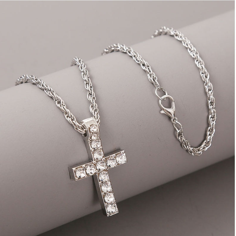 Cross Pendant Necklaces For Women and Men Punk Hiphop Rope Chain On Neck Rapper Jewelry