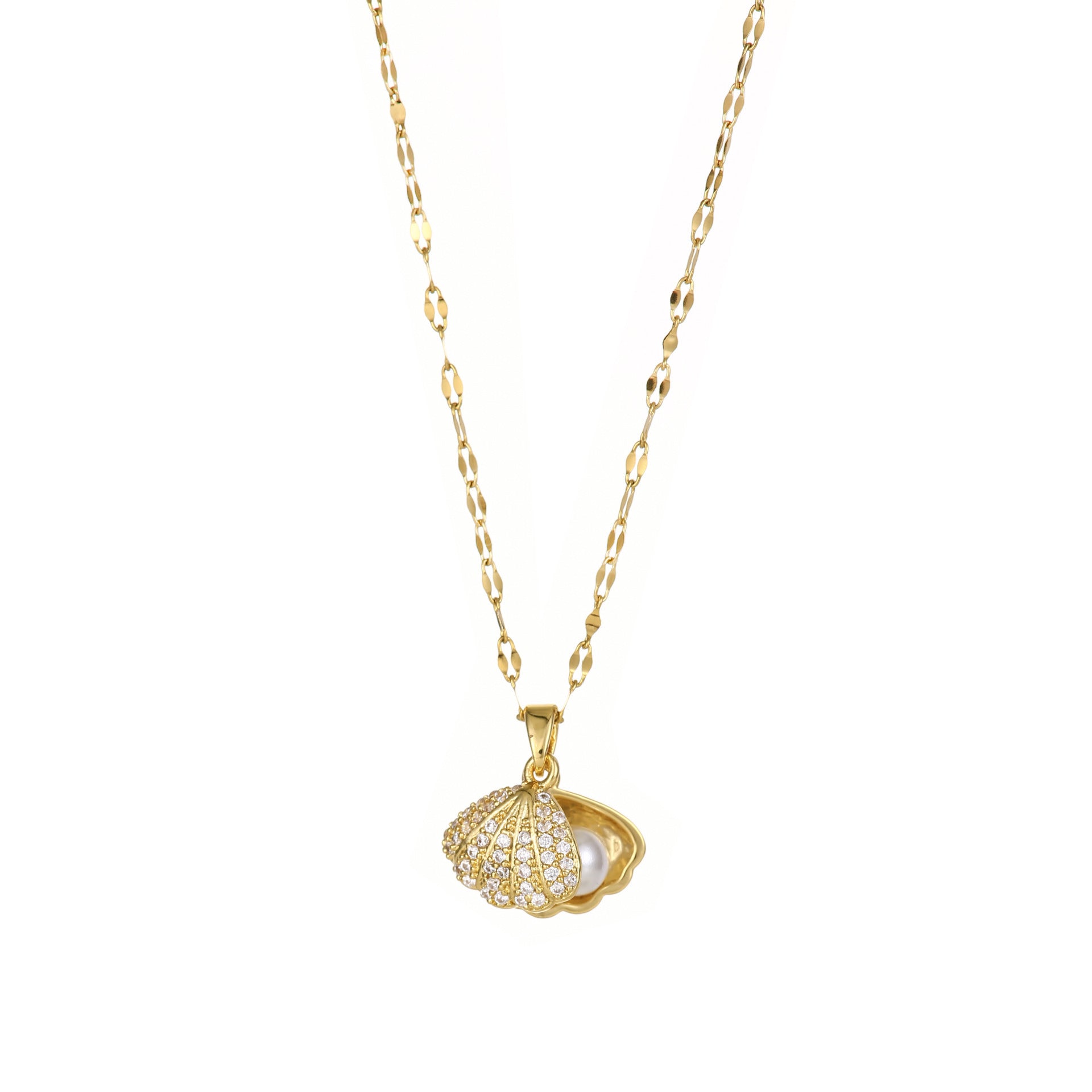 Shell Pearl Necklace With RhinestonesShell Pearl Necklace