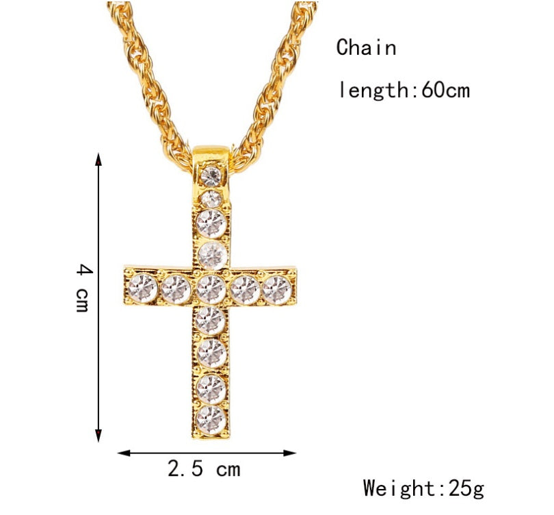 Cross Pendant Necklaces For Women and Men Punk Hiphop Rope Chain On Neck Rapper Jewelry